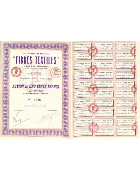 1933 - FIBRES TEXTILES SOC. ANON. FRANCAISE