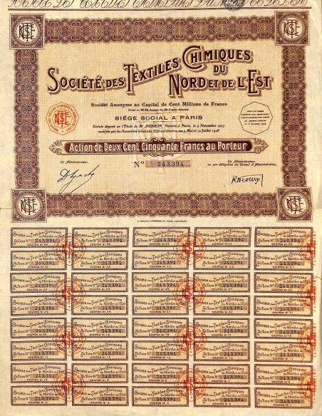 1928 - TEXTILES CHIMIQUES DU NORD ET DE L'EST SOC. DES