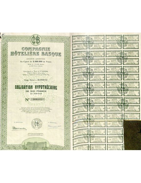 1928 - COMPAGNIE HOTELIERE BASQUE