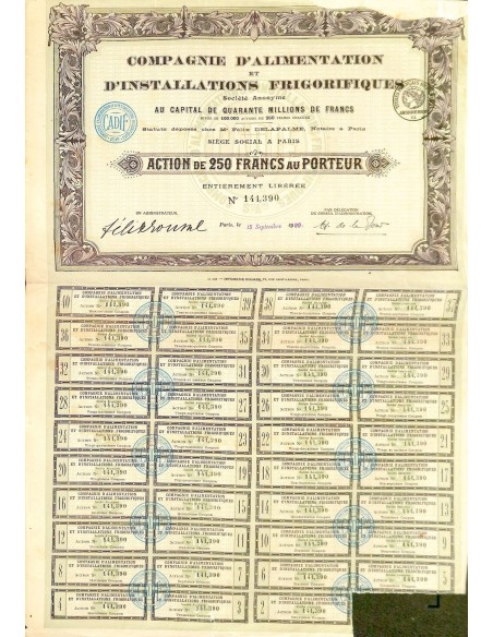 1920 - COMP. D'ALIMENTATION ET D'INSTALLATIONS FRIGORIFIQUES