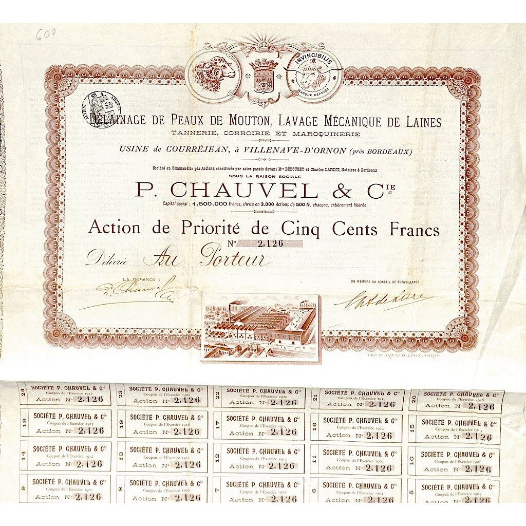 1902 - DELAINAGE DE PEAUX DE MOUTON, LAVAGE...