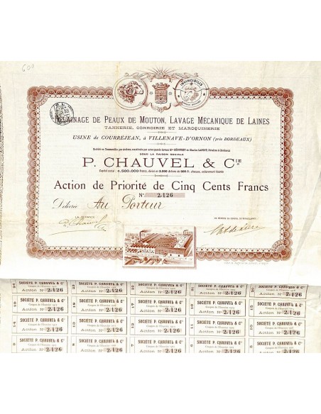 1902 - DELAINAGE DE PEAUX DE MOUTON, LAVAGE MECANIQUE DE LAINES P. CHAUVEL ET C.IE