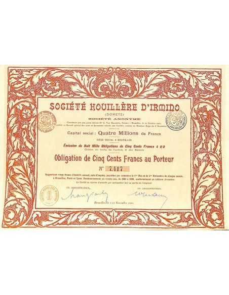 1900 - HOUILLERE D'IRMINO SOC. (DONETZ)