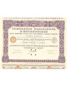 1933 - PARISIENNE D'ENTREPRISES COMPAGNIE