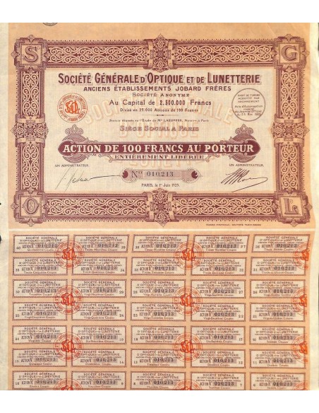 1925 - GENERALE D'OPTIQUE ET DE LUNETTERIE SOC.