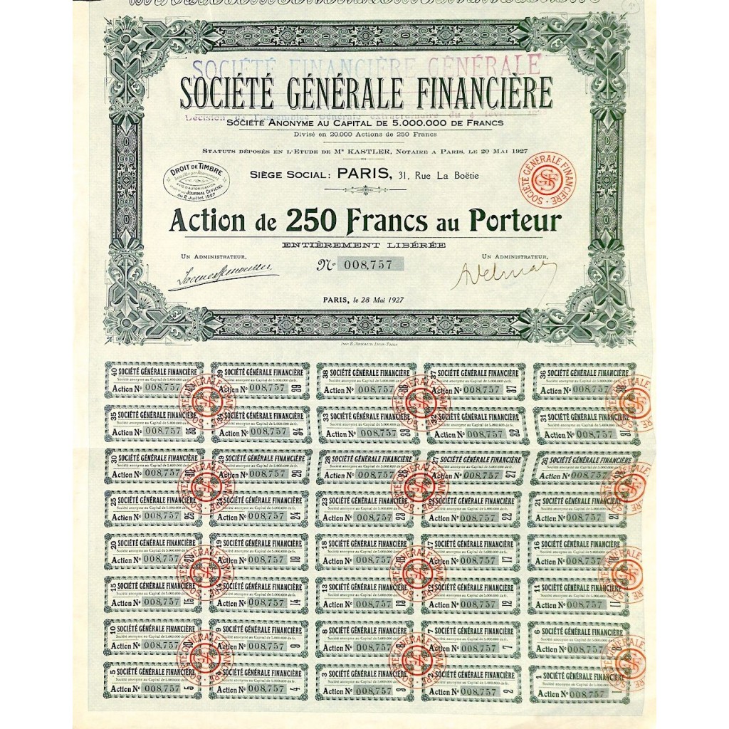 1927 - GENERALE FINANCIERE SOC.
