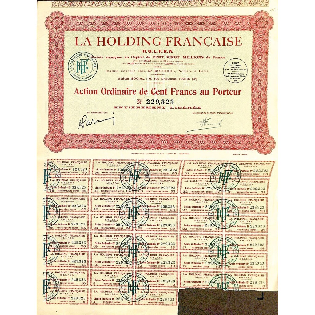 1928 - LA HOLDING FRANCAISE