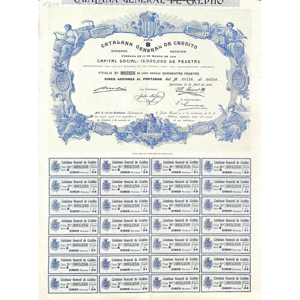 1908 - CATALANA GENERAL DE CREDITO SOC. ANON.