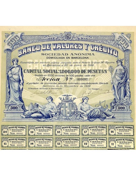 1922 - BANCO DE VALORES Y CREDITO