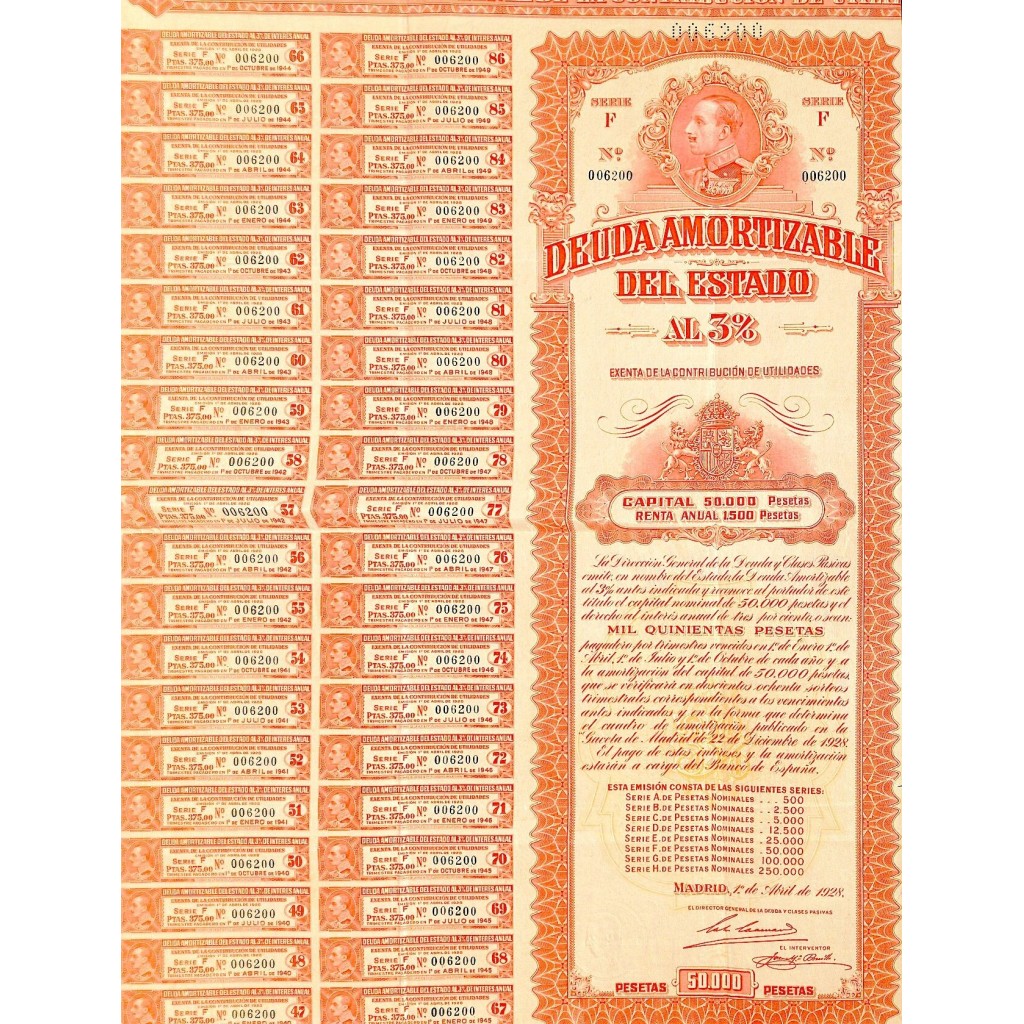 1928 - DEUDA AMORTIZABLE DEL ESTADO AL 3%