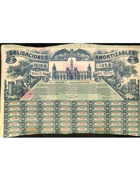 1929 - OBLIGACIONES AMORTIZABLES DE VALENCIA 1928