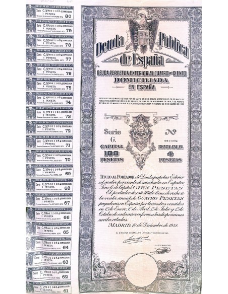 1952 - DEUDA PUBLICA DE ESPANA