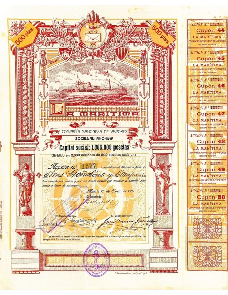 1912 - LA MARITIMA COMPANIA MAHONESA DE VAPORES