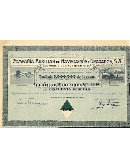 1929 - C.A.N. - COMPANIA AUXILIAR DE NAVEGACION Y DRAGADOS, S. A.