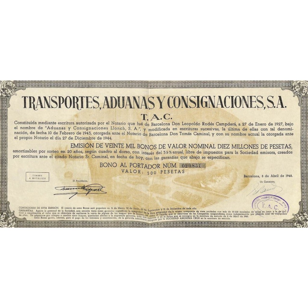 1948 - TRANSPORTES, ADUANAS Y CONSIGNACIONES,...