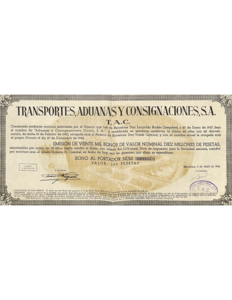 1948 - TRANSPORTES, ADUANAS Y CONSIGNACIONES, S. A.
