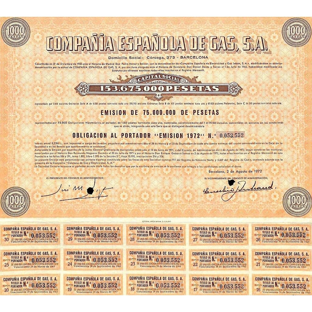 1972 - ESPANOLA DE GAS COMPANIA S. A.