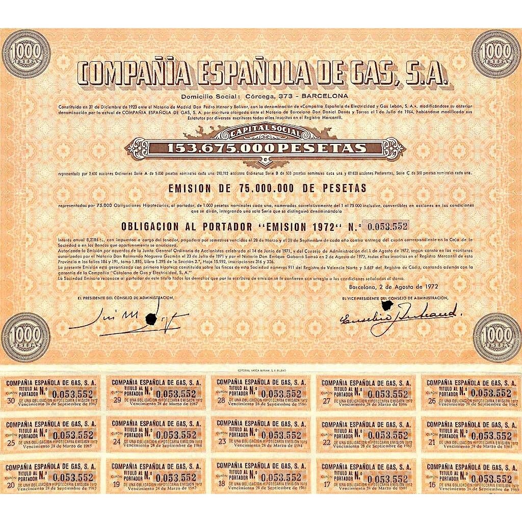 1972 - ESPANOLA DE GAS COMPANIA S. A.