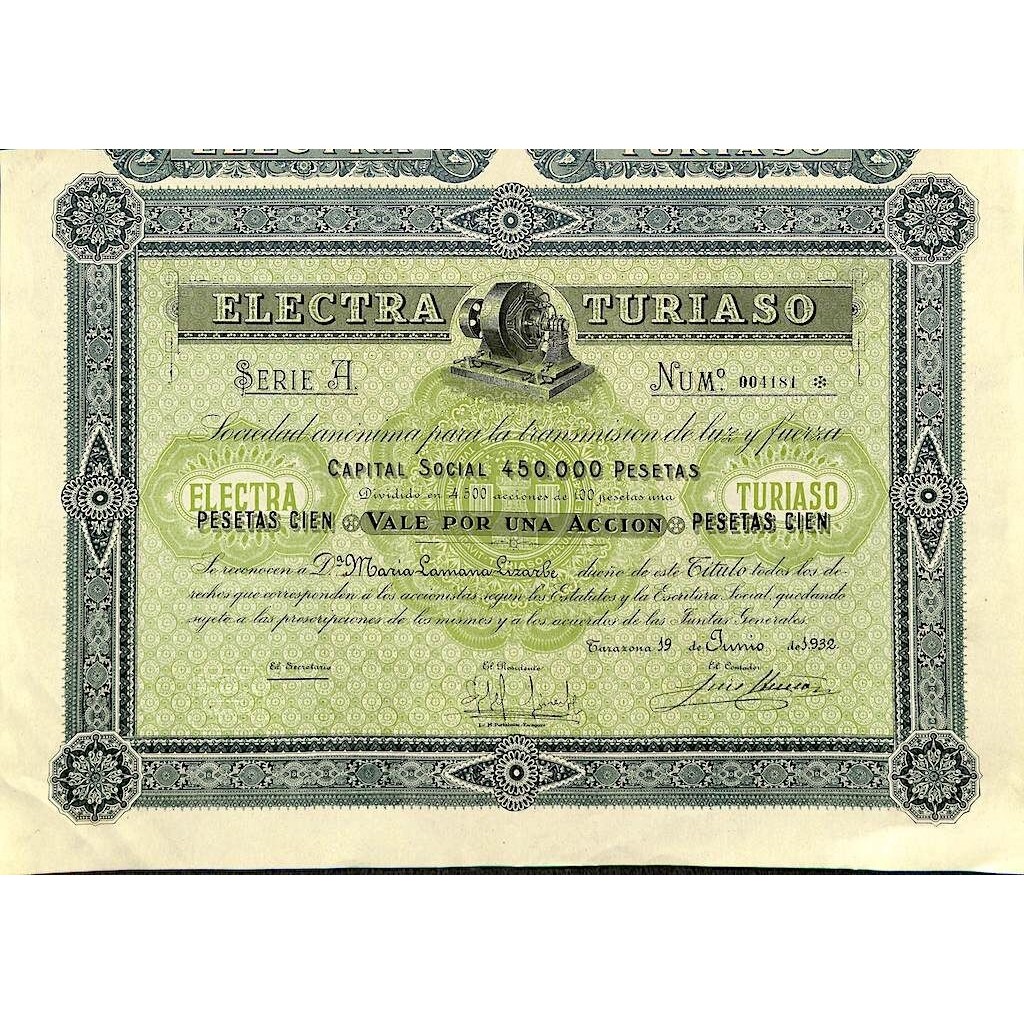 1932 - ELECTRA TURIASO - 1 SHARE