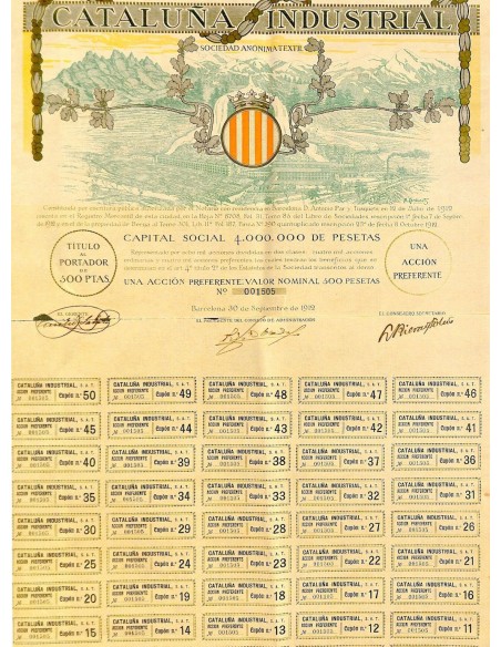 1912 - CATALUNA INDUSTRIAL SOC. ANON. TEXTIL