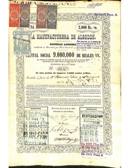1857 - LA MANUFACTURERA DE ALGODON SOC. ANON.