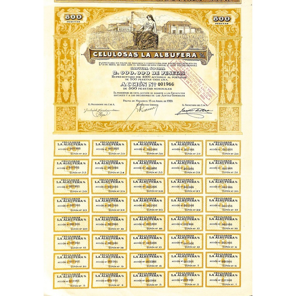 1929 - CELULOSAS LA ALBUFERA