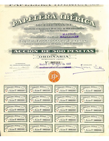 1927 - PAPELERA IBERICA SOC. ANON.