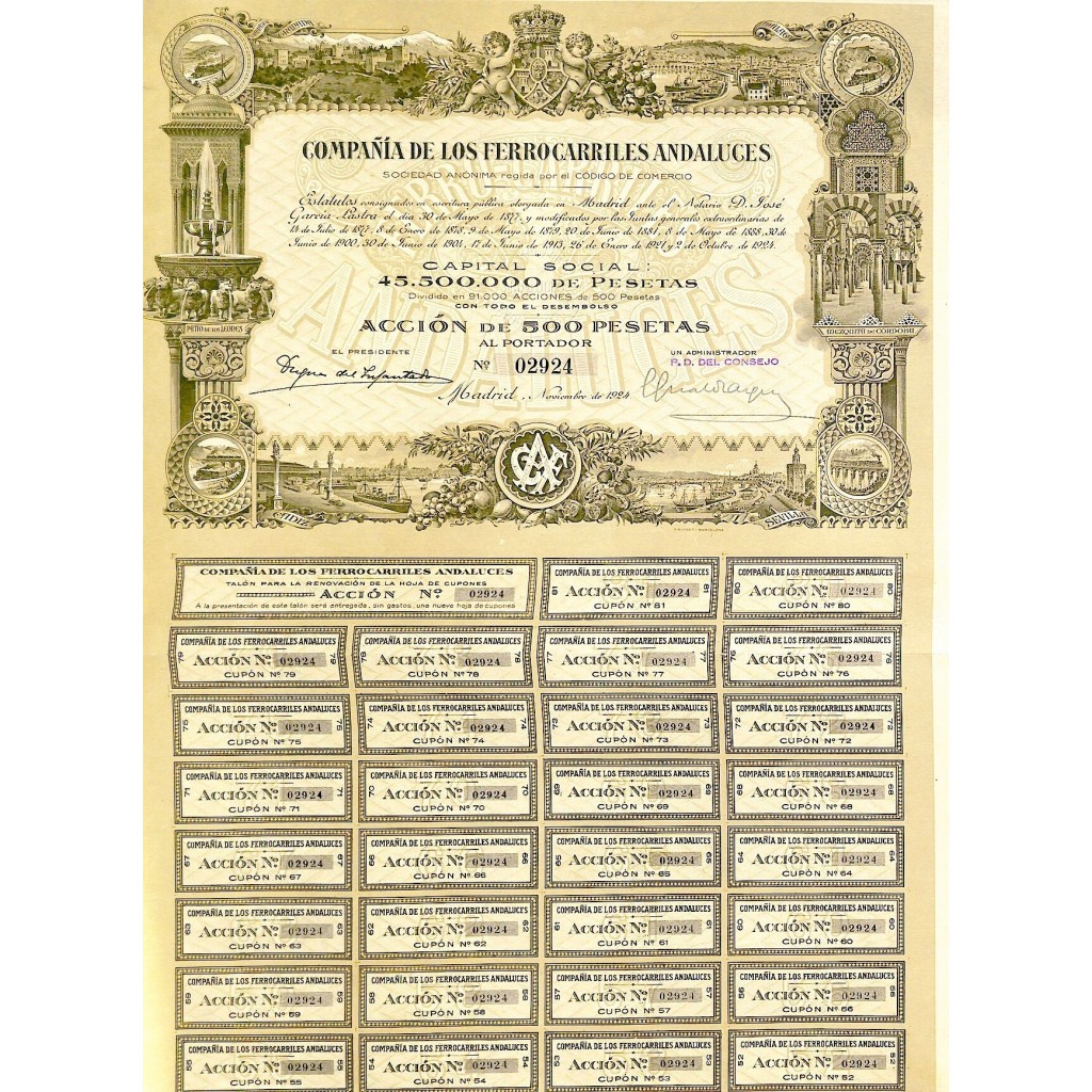 1924 - FERROCARRILES ANDALUCES COMP. DE LOS