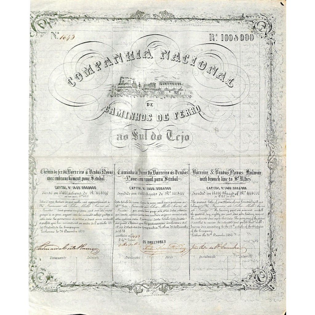1858 - NACIONAL DE CAMINHOS DE FERRO AO SUL DO...