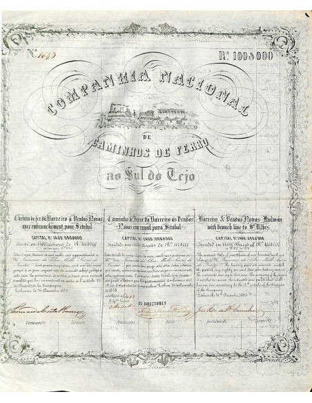 1858 - NACIONAL DE CAMINHOS DE FERRO AO SUL DO TEJO COMP.