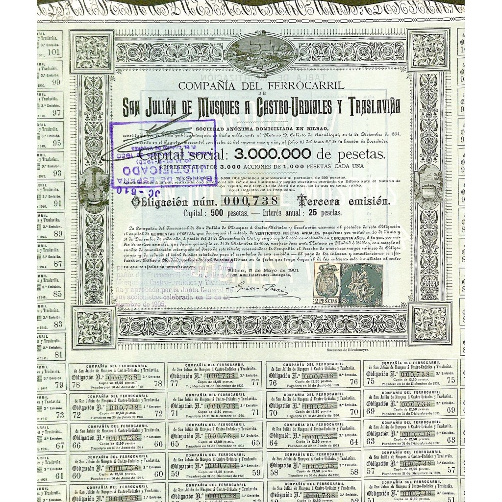 1901 - FERROCARRIL DE SAN JULIAN DE MUSQUES A...