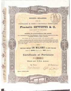 FRATELLI INVITTI & C. - UNA AZIONE MILANO 1888