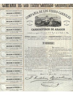 1871 - FERRO-CARRILES CARBONIFEROS DE ARAGON COMP. DE LOS