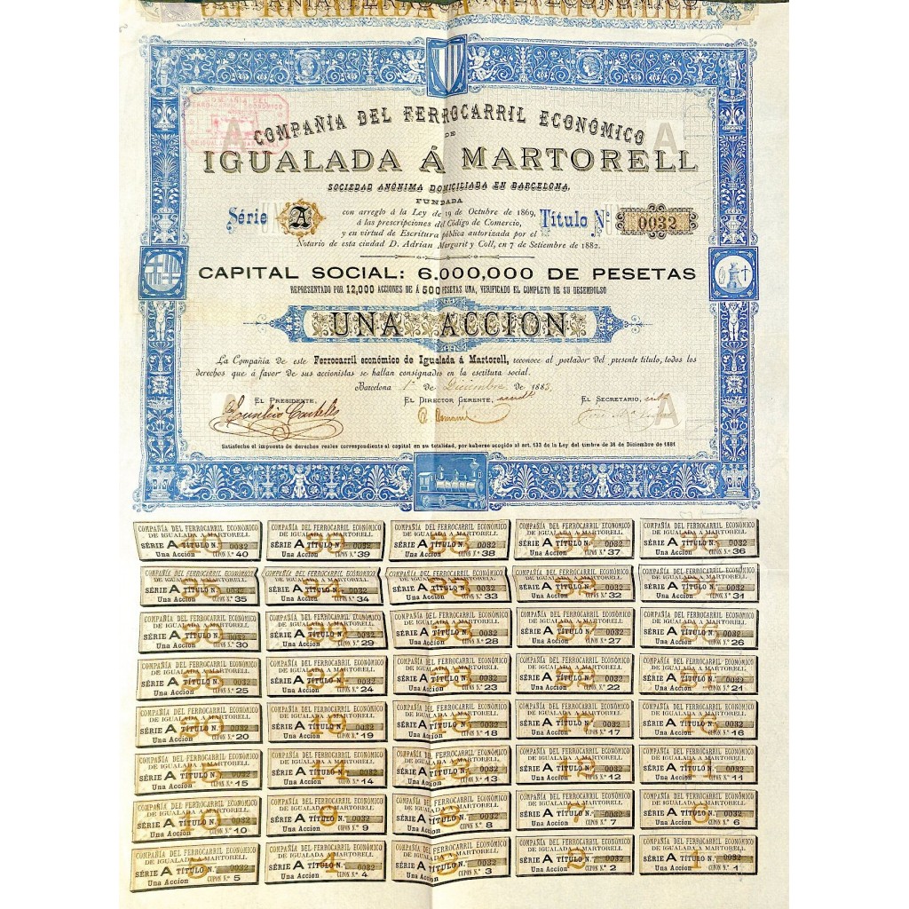 1883 - FERROCARRIL ECONOMICO DE IGUALADA A...