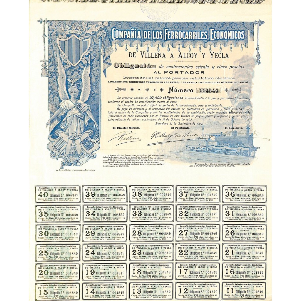 1902 - FERROCARRILES ECONOMICOS DE VILLENA A...