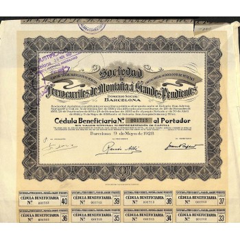 1928 - FERRO-CARRILES DE MONTANA A GRANDES PENDIENTES SOC. DE