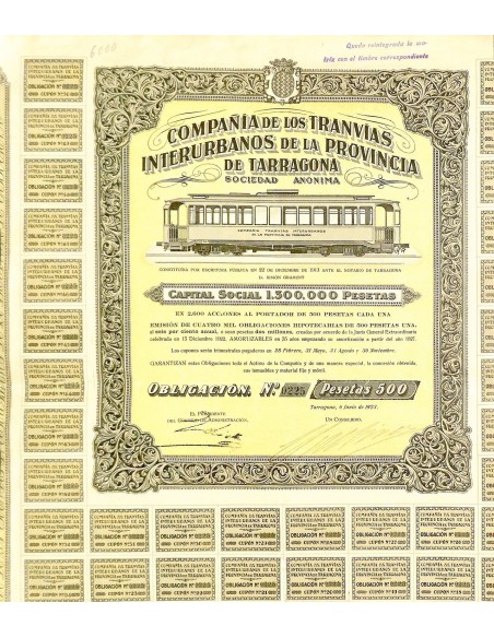 1923 - TRANVIAS INTERURBANOS DE LA PROVINCIA DE TARRAGONA COMP. DE LOS