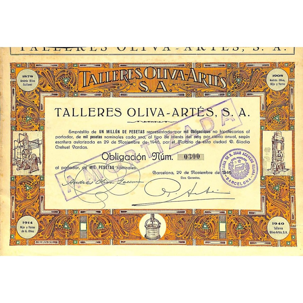 1946 - TALLERES OLIVA-ARTES, S. A.