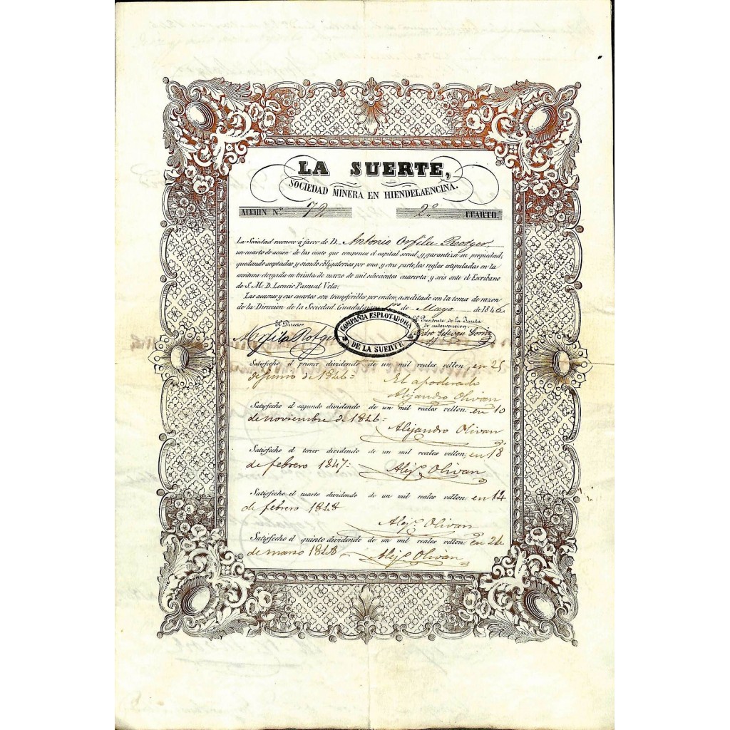 1846 - LA SUERTE - SOC. MINERA EN HIENDELAENCINA
