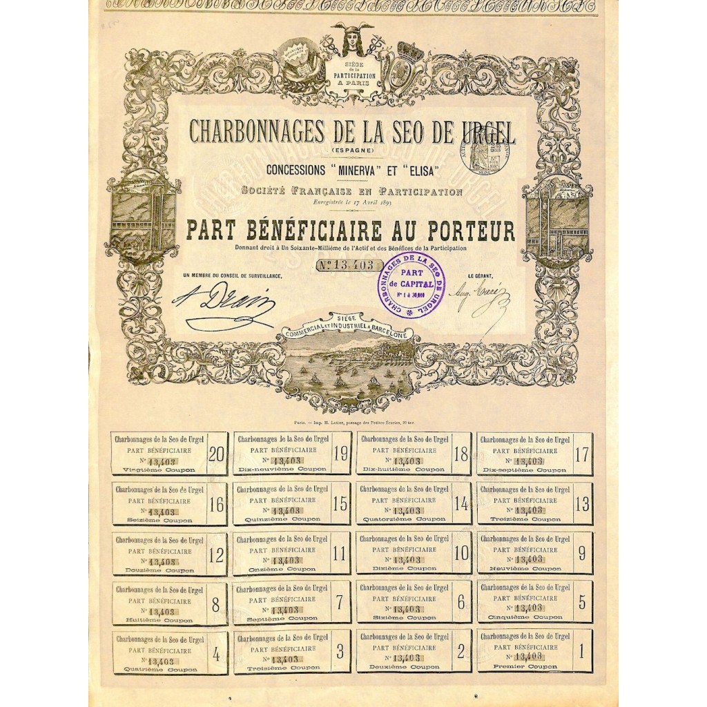 1893 - CHARBONNAGES DE LA SEO DE URGEL
