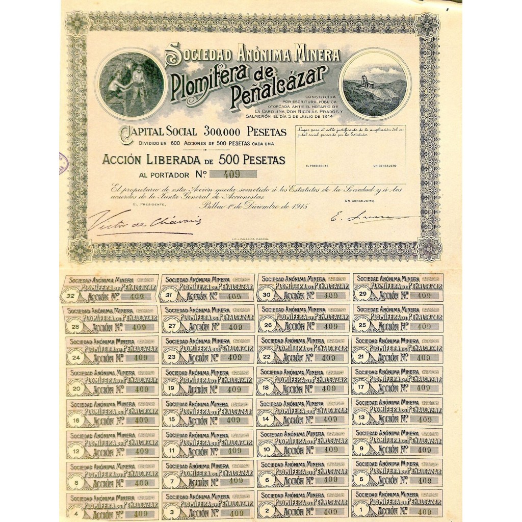 1915 - PLOMIFERA DE PENALCAZAR SOC. ANON. MINERA