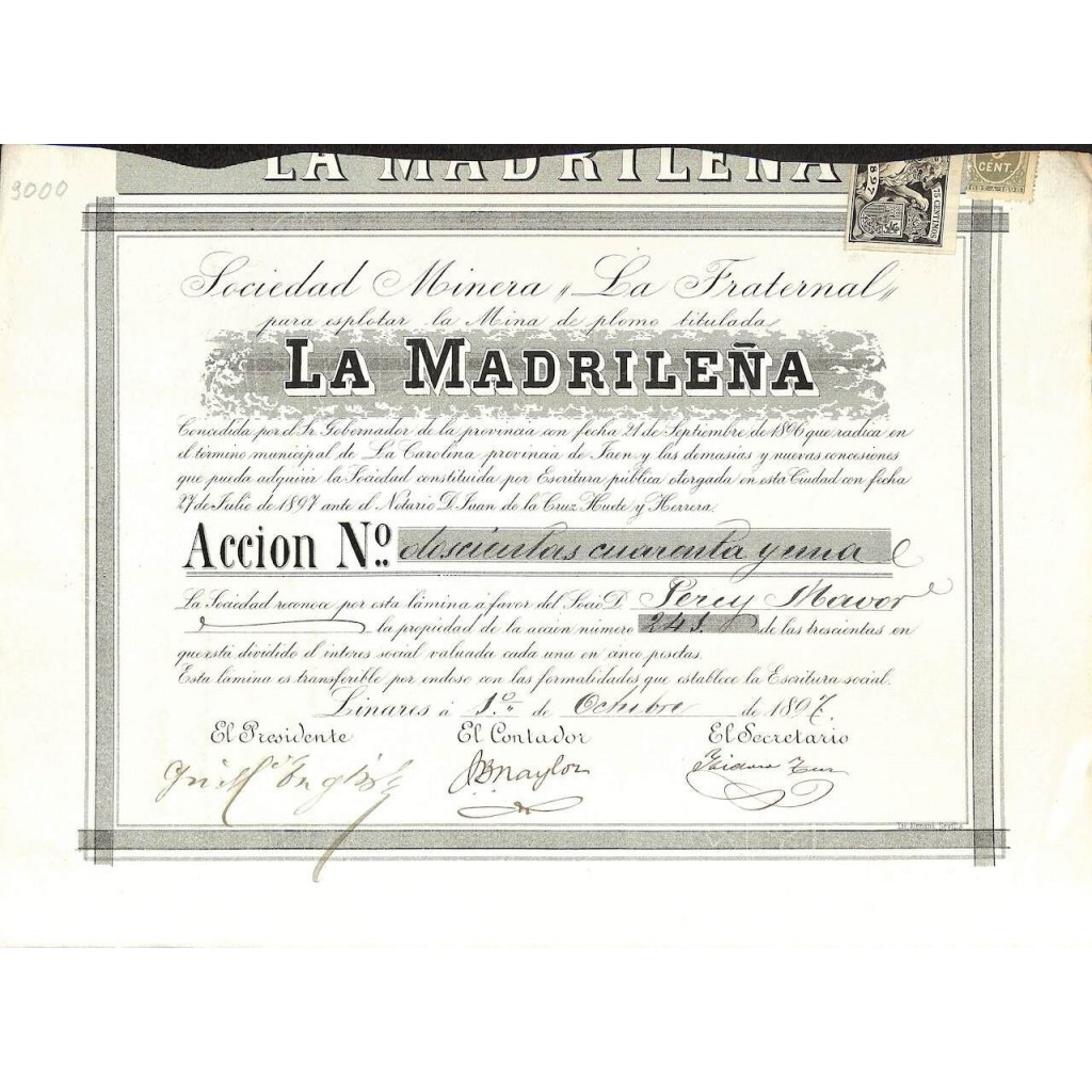 1897 - LA MADRILENA SOC. MINERA