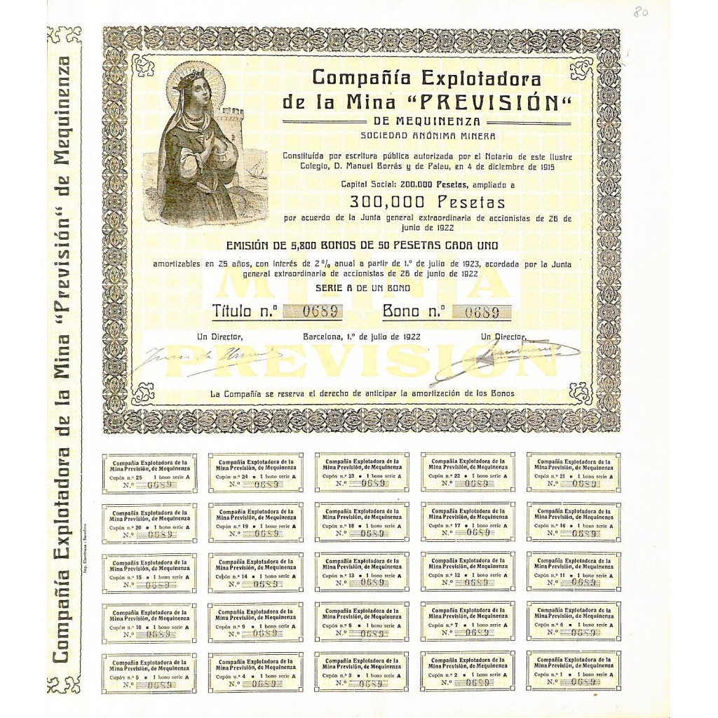 1922 - EXPLOTADORA DE LA MINA PREVISION COMP.