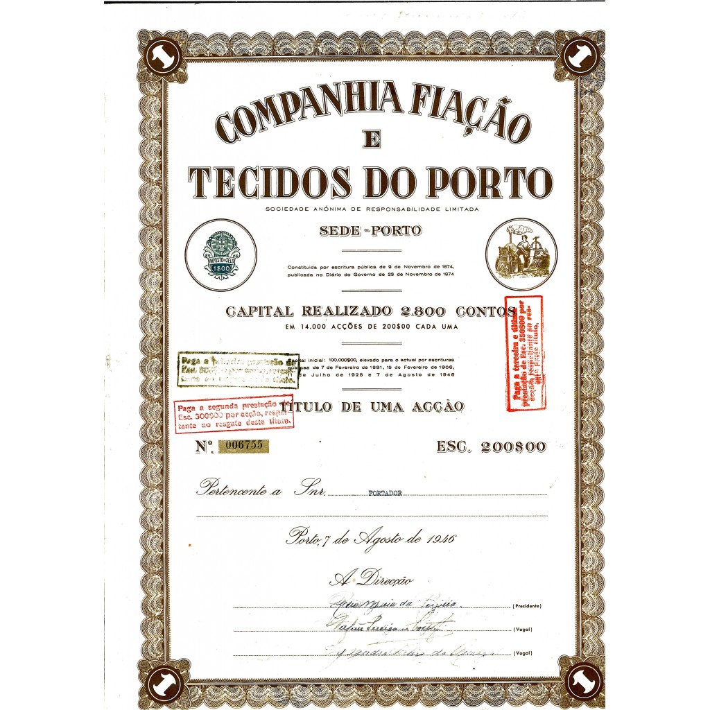 1946 - FIACAO E TECIDOS DO PORTO COMPANHIA
