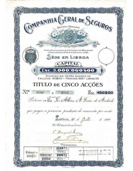 1920 - GERAL DE SEGUROS COMPANHIA