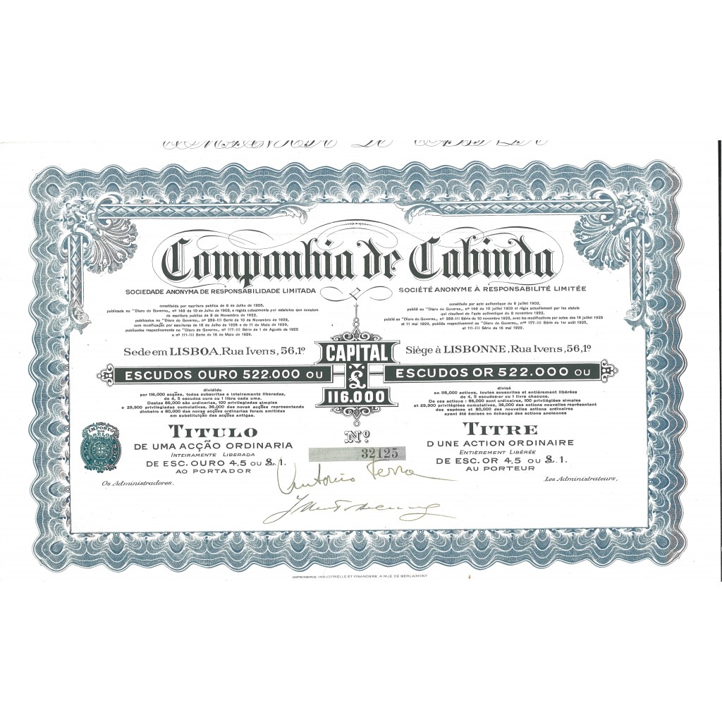 1929 - CABINDA COMPANHIA DE