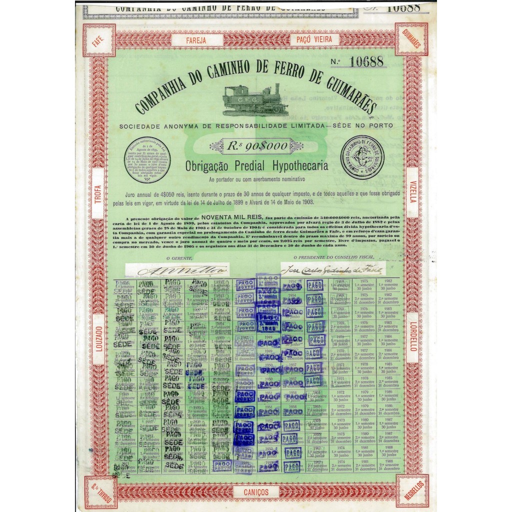 1903 - CAMINHO DE FERRO DE GUIMARAES COMPANHIA