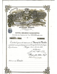 1924 - BANCO DO MINHO - SEDE EM BRAGA - 5 AZIONI