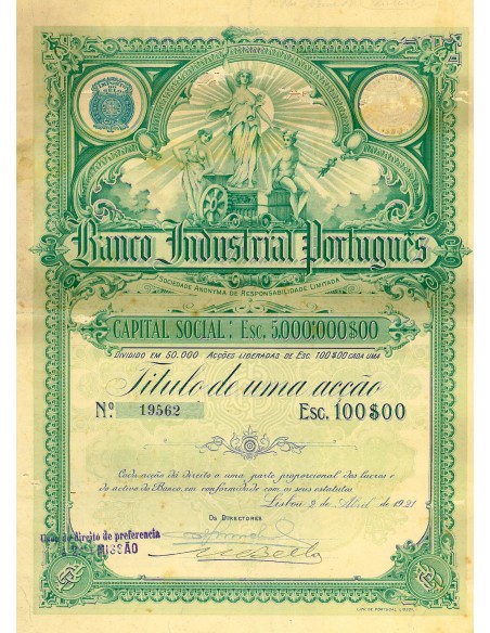 1921 - BANCO INDUSTRIAL PORTUGUES