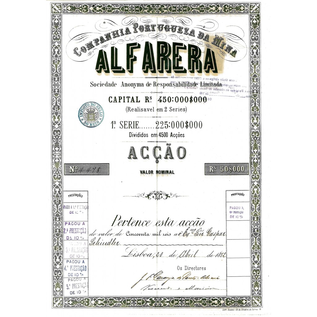 1882 - ALFARERA - COMP. PORTUGUEZA DA MINA